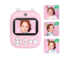 Instant Print Camera for Kids with 32GB Memory Card and 3 Rolls Print Paper-Pink