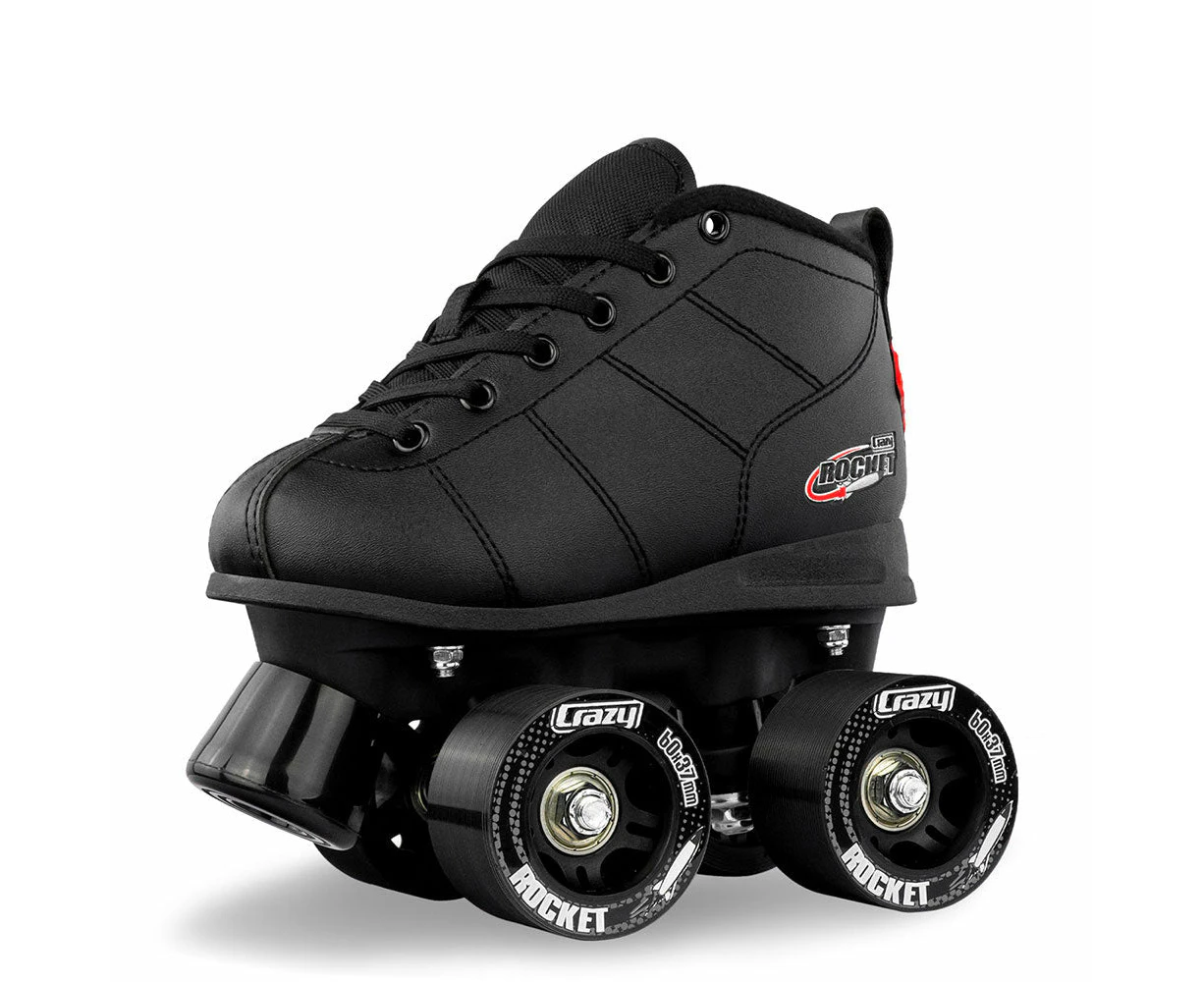 Crazy Skates ROCKET Kids Roller Skates - Black - Black