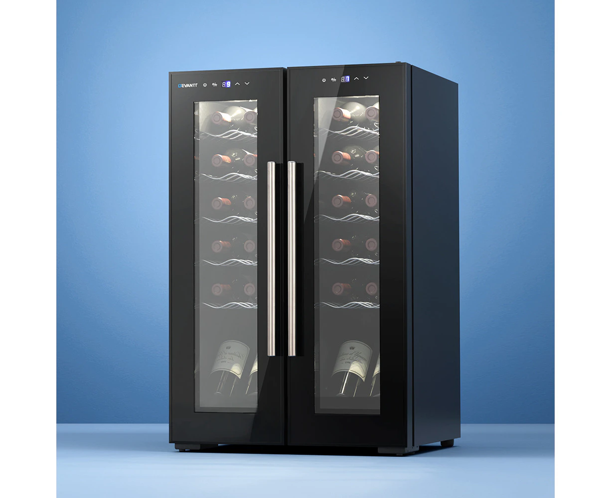 Devanti Wine Cooler Fridge Dual Zone 24 Bottles