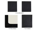 CleverPolly Vintage Washed Microfibre Sheet Set - Black