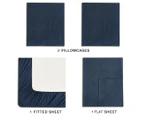 CleverPolly Vintage Washed Microfibre Sheet Set - Navy