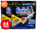 2 x 32pk Finish Powerball Ultimate Pro All In 1 Dishwasher Tablets Lemon Sparkle