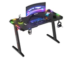 Gaming Desk RGB LED Light & Gaming Chair Tilt 135°with Footrest Blue