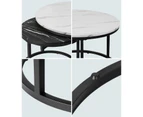 Oikiture Set of 2 Coffee Table Round Nesting Side End Table White & Black