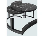 Oikiture Set of 2 Coffee Table Round Nesting Side End Table Black