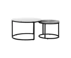 Oikiture Set of 2 Coffee Table Round Nesting Side End Table White & Grey