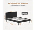 Advwin Bed Frame Double Size Leather Mattress Base Upholstered Platform With Headboard Black