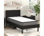 Advwin Bed Frame Single Size Leather Mattress Base Upholstered Platform With Headboard Black