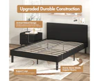 Advwin Bed Frame Double Size Leather Mattress Base Upholstered Platform With Headboard Black