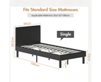 Advwin Bed Frame Single Size Leather Mattress Base Upholstered Platform With Headboard Black