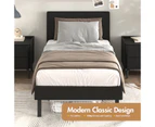 Advwin Bed Frame Single Size Leather Mattress Base Upholstered Platform With Headboard Black