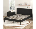 Advwin Bed Frame Double Size Leather Mattress Base Upholstered Platform With Headboard Black