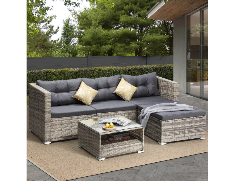 Livsip 5-Piece Outdoor Sofa Set Wicker Couch Lounge Setting Furniture