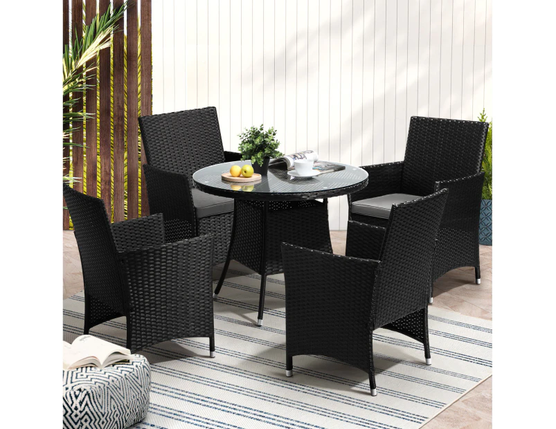 Livsip 5 PCS Outdoor Dining Set Table & Chairs Patio Furniture Lounge Setting