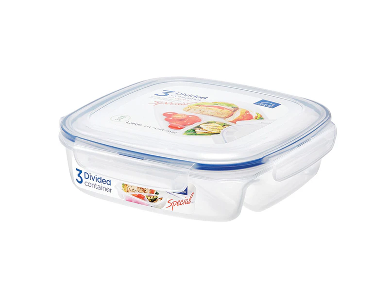 Locknlock 750ml Airtight Classic Special 3-Section Lunch Food Container Clear