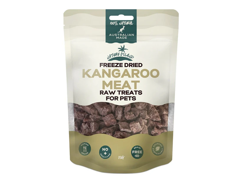 Nature Island Freeze Dried Kangaroo Meat Human Grade 80g Pets Dog/Cat Raw Treats