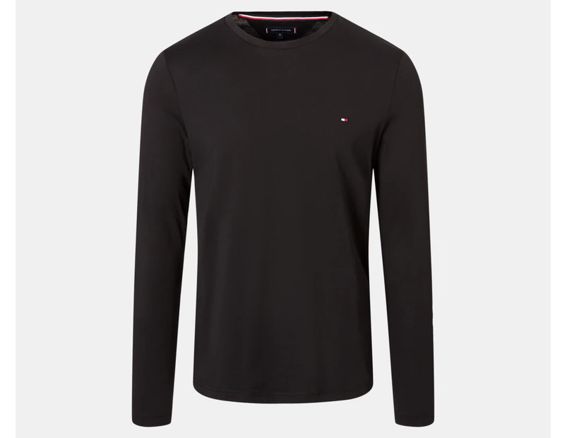 Tommy Hilfiger Men's Logo Long Sleeve Tee / T-Shirt / Tshirt - Black