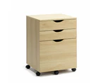 Marias Mobile Pedestal Filing Cabinet Storage Cabinet W/ 3-Drawers - Oak - White