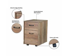 Andy Modern 2-Drawer Mobile Pedestal Storage Filing Cabinet - Rustic Oak