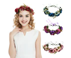 Floral Crown Boho Flower Headband Hair Wreath Floral Headpiece Halo With Ribbon Wedding Party Festival - Blue