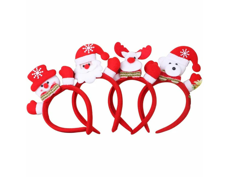 4Pcs Christmas Headband Reindeer Headband Headwear Hair Accessories With Led Light Christmas Party Fancy Dress Decoration