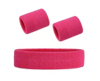 Men & Women Sweatband Headband Terry Cloth Moisture Wicking Sports Headband Wristband Combination - Pink