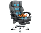 ALFORDSON Massage Office Chair Heated Seat Executive Recliner Computer Fabric Grey