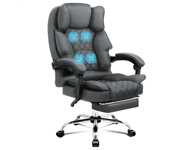 ALFORDSON Massage Office Chair Executive Recliner Gaming Computer Seat Fabric Grey
