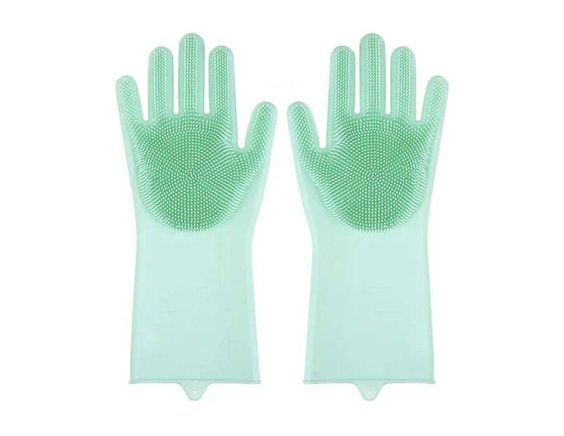 Magic Silicone Rubber Dish Washing Kitchen Gloves Scrubber Cleaning Scrubbing Au - Green