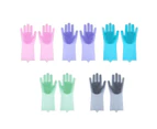 Magic Silicone Rubber Dish Washing Kitchen Gloves Scrubber Cleaning Scrubbing Au - Pink