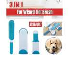 Reusable Furs Pet Hair Lint Brusher Remover Double Side Brush Self-Cleaning Base - Grey