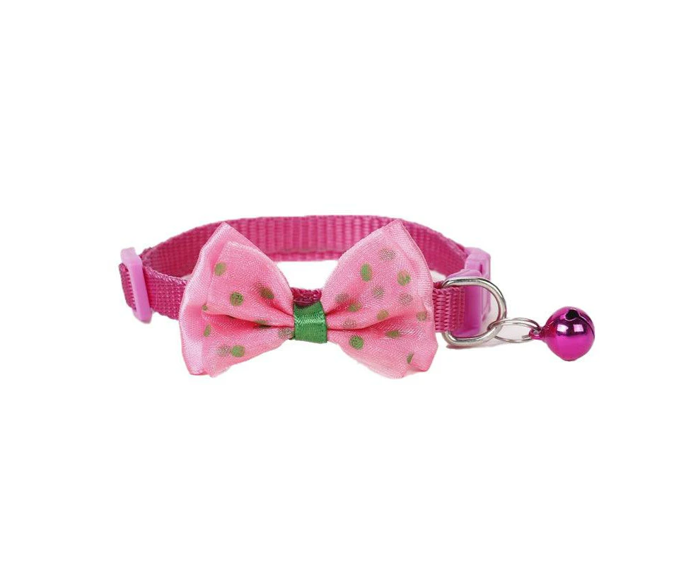 Bow Tie Cat Dog Kitten Collar with Bell Adjustable - Multiple Colorus Available - Rose Red