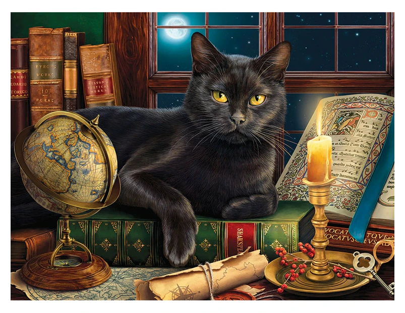 Black Cat By Candle Light 500 Piece Xl Puzzle