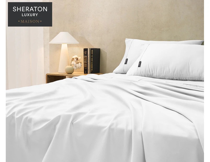 Sheraton Luxury 1000TC Maison Cotton Rich Super King Bed Sheet Set - White