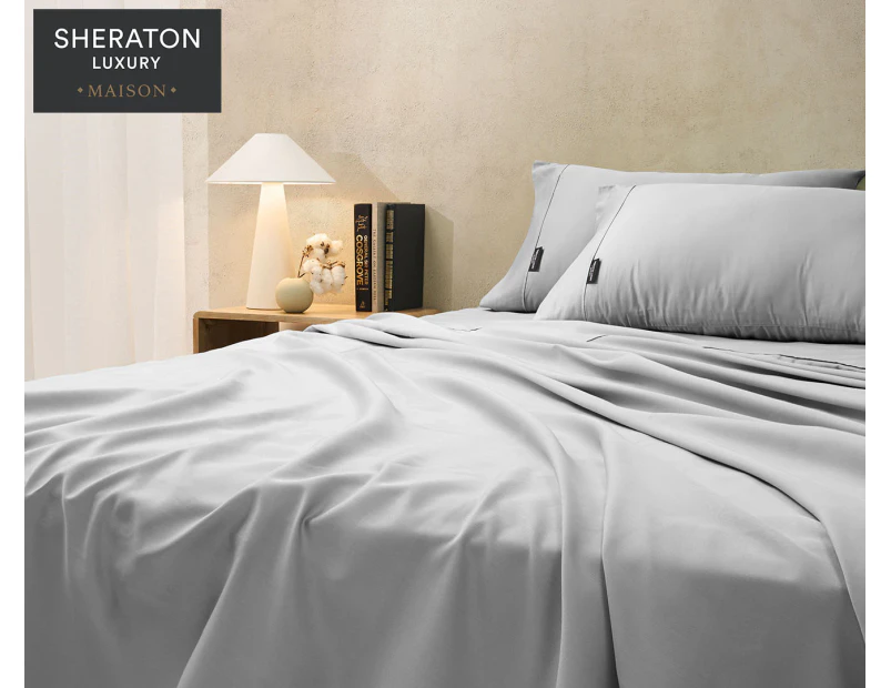 Sheraton Luxury 1000TC Maison Cotton Rich Super King Bed Sheet Set - Dove Grey