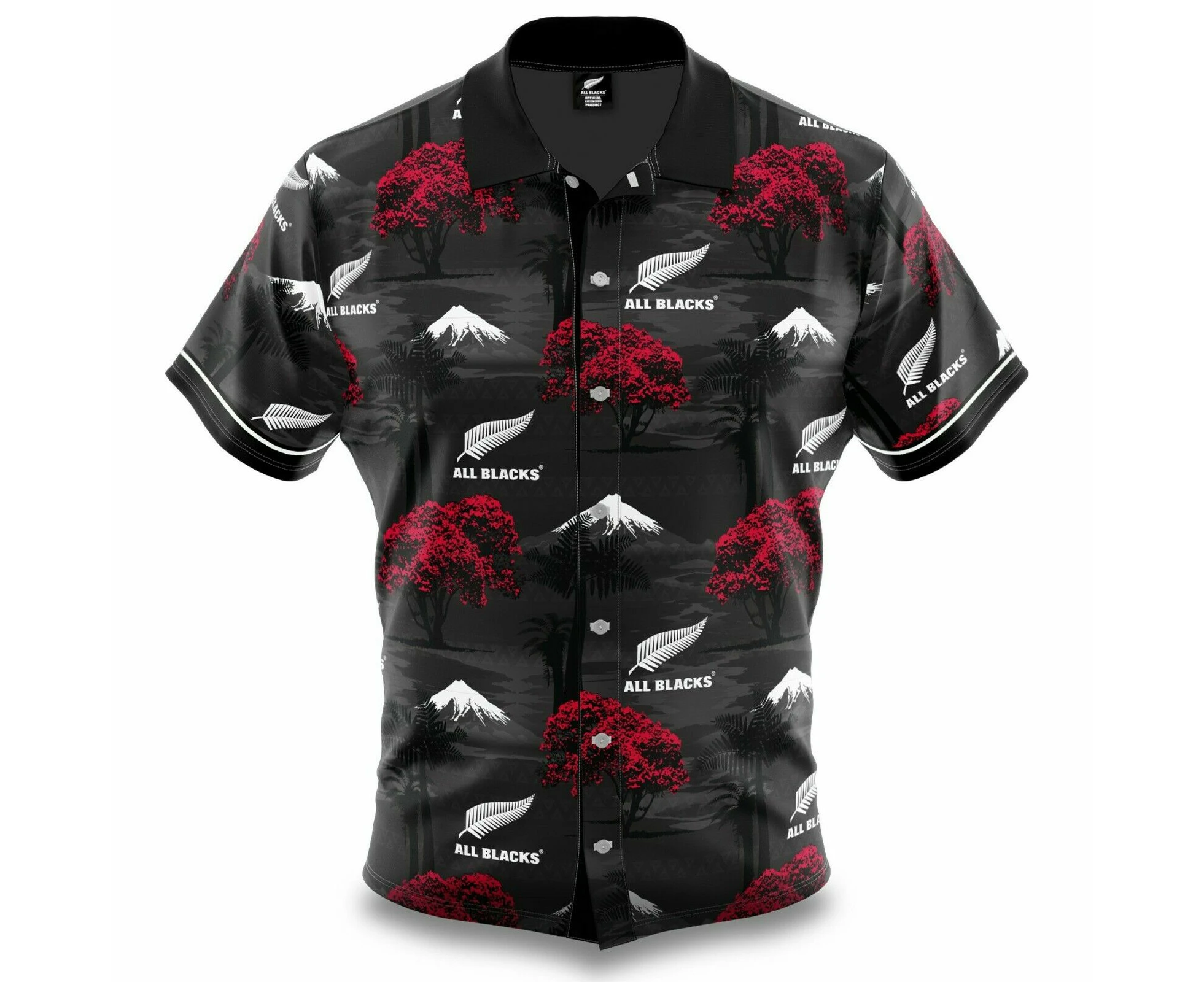 New Zealand All Blacks Super Rugby 'Pohutukawa' Hawaiian Shirt Sizes S-5XL!