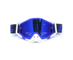 Motorcycle Racing Goggles Motocross Mx Mtb Atv Utv Dirt Bike Off-Road Eyewear - White+Blue(Blue Lens)