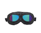 Vintage Pilot Motorcycle Racing Goggles Aviator Retro Atv Utv Dirt Bike Eyewear - Black + Colourful