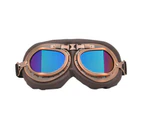 Vintage Pilot Motorcycle Racing Goggles Aviator Retro Atv Utv Dirt Bike Eyewear - Copper + Colourful