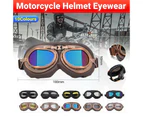 Vintage Pilot Motorcycle Racing Goggles Aviator Retro Atv Utv Dirt Bike Eyewear - Copper + Silver