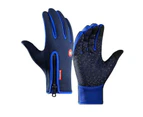 M Size Bike Cycling Gloves Touch Waterproof Full Finger Winter Fitness - Blue