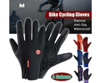 M Size Bike Cycling Gloves Touch Waterproof Full Finger Winter Fitness - Blue