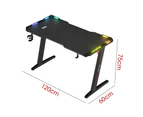 Advwin Gaming Desk RGB LED Ergonomic Racer Table Carbon Fiber Gamer Workstation with Cup Holder & Headset Hook 120cm