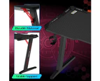 Advwin Gaming Desk RGB LED Ergonomic Racer Table Carbon Fiber Gamer Workstation with Cup Holder & Headset Hook 120cm