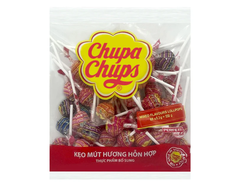 60pc Chupa Chups 9.3g Mixed Flavour Lollipops Candy Sweets/Lollies Confectionery