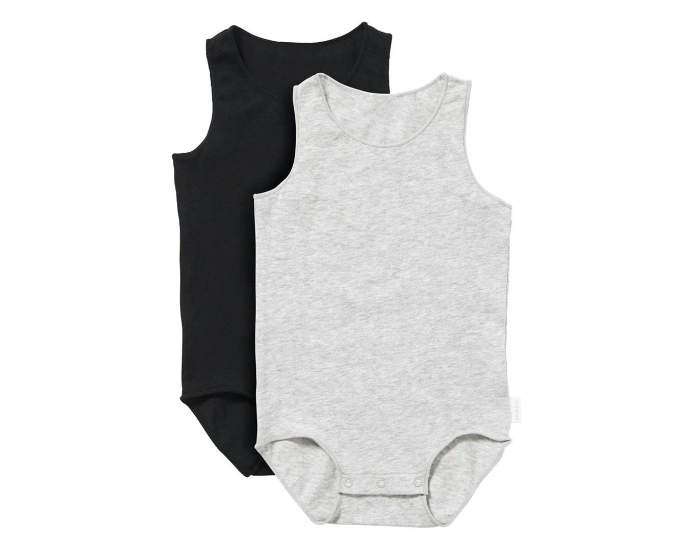 Bonds Baby Wonderbodies Singletsuit 2-Pack - Grey/Black