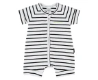 Bonds Zippy Baby Short Sleeves Zip Romper Wondersuit - Black & White Stripes