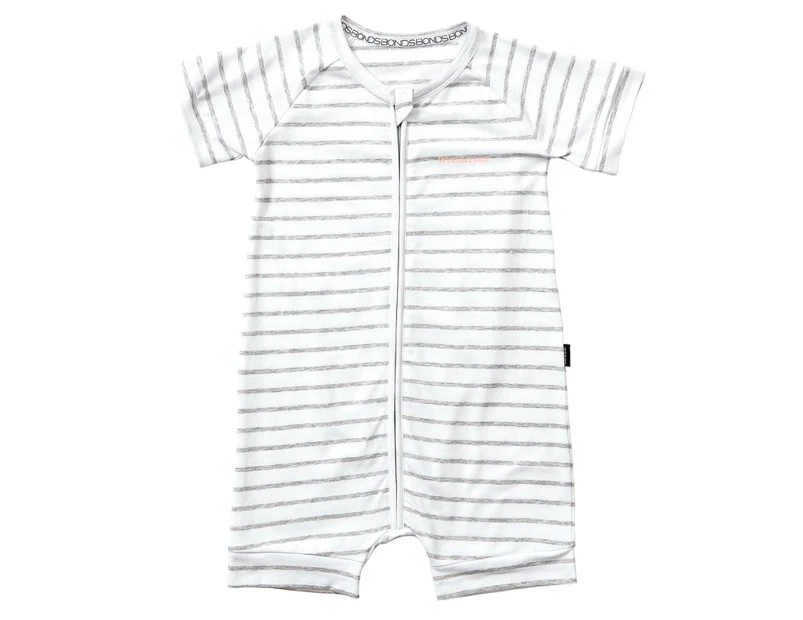 Bonds Zippy Baby/Toddler Short Zip Wondersuit - New Grey Marle/White