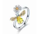 Solid 925 Sterling Silver Darling Bee Daisy Ring