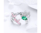 Solid 925 Sterling Silver Humming Bird Adjustable Fashion Ring